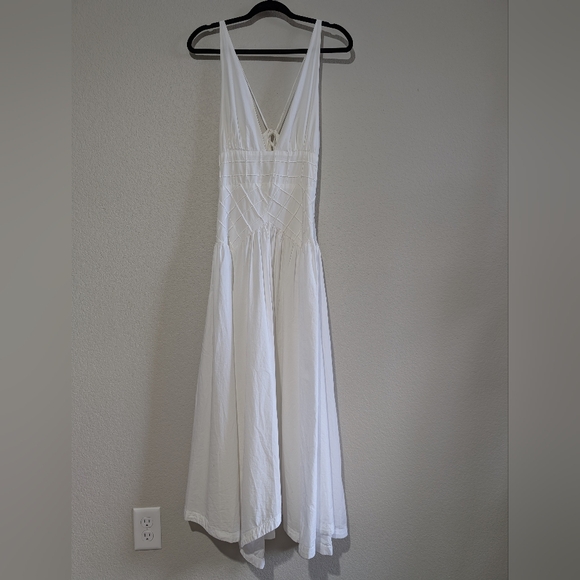 Free People Summer Queen Midi Lace Up Back Midi Dress White S - Picture 3 of 14